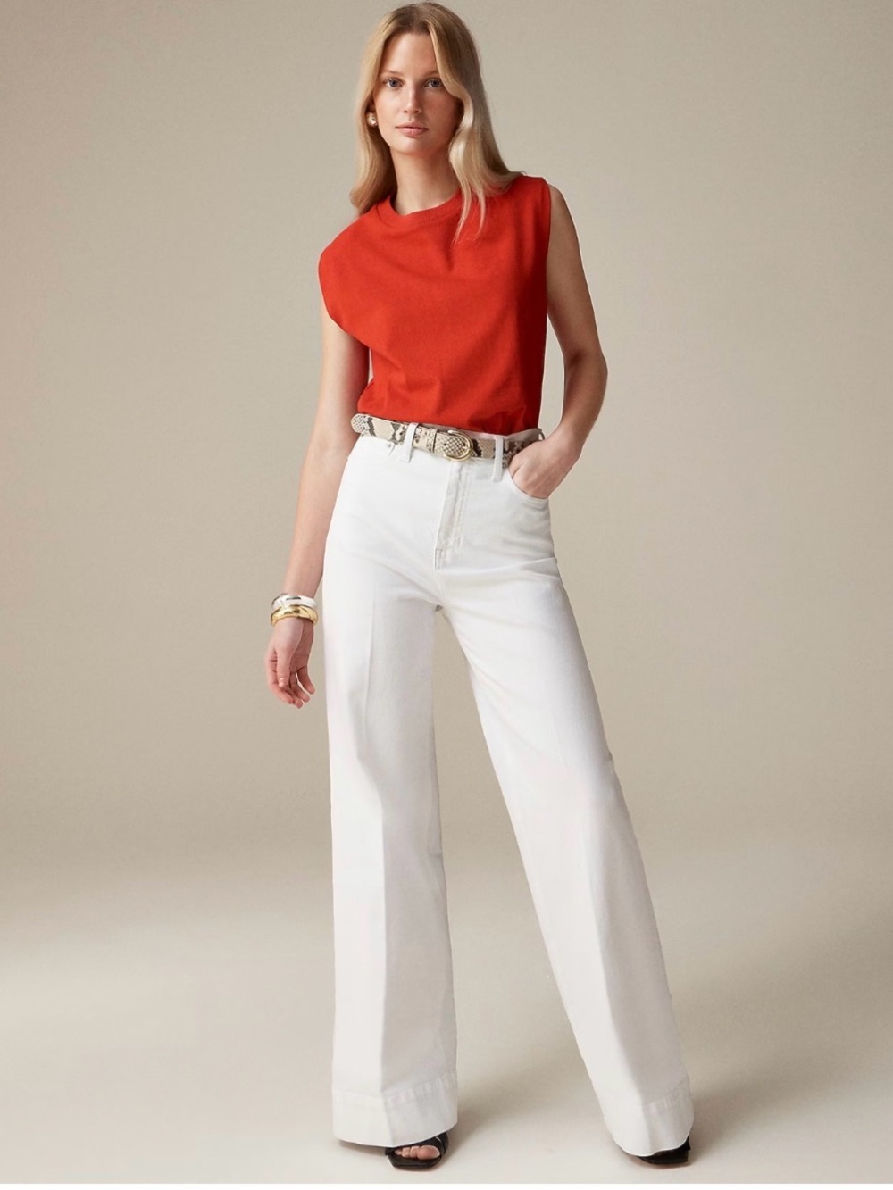 NWT J.Crew Wide-Leg Denim Trouser White Jeans Size 29 High Rise BM338